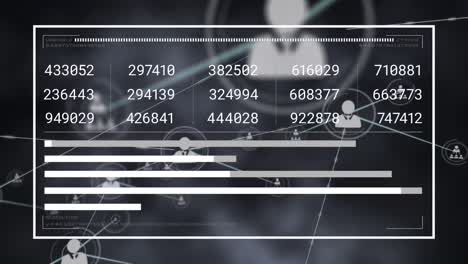 animation of network of connections with icons and data processing