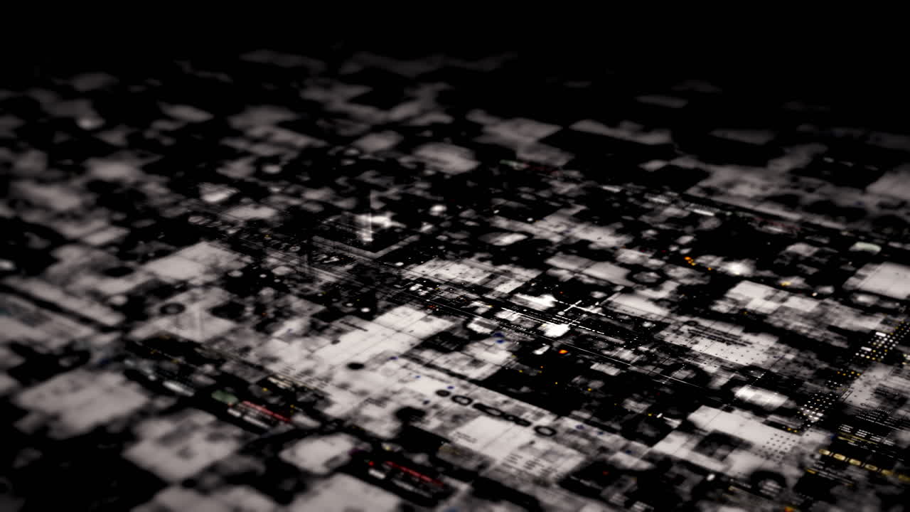 Advanced motion graphic digital map data matrix cyber environment simulation big data analytic artificial intelligent simulation, head up display background