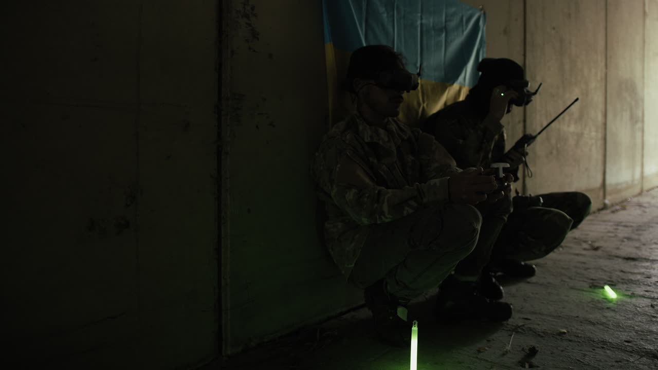 Ukrainian Pilots Inside a Bunker Ready to Bomb with Military Drones at War