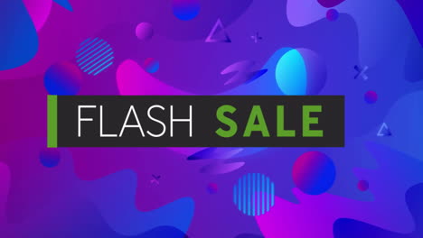 animación del texto de venta flash sobre un fondo de patrón vibrante