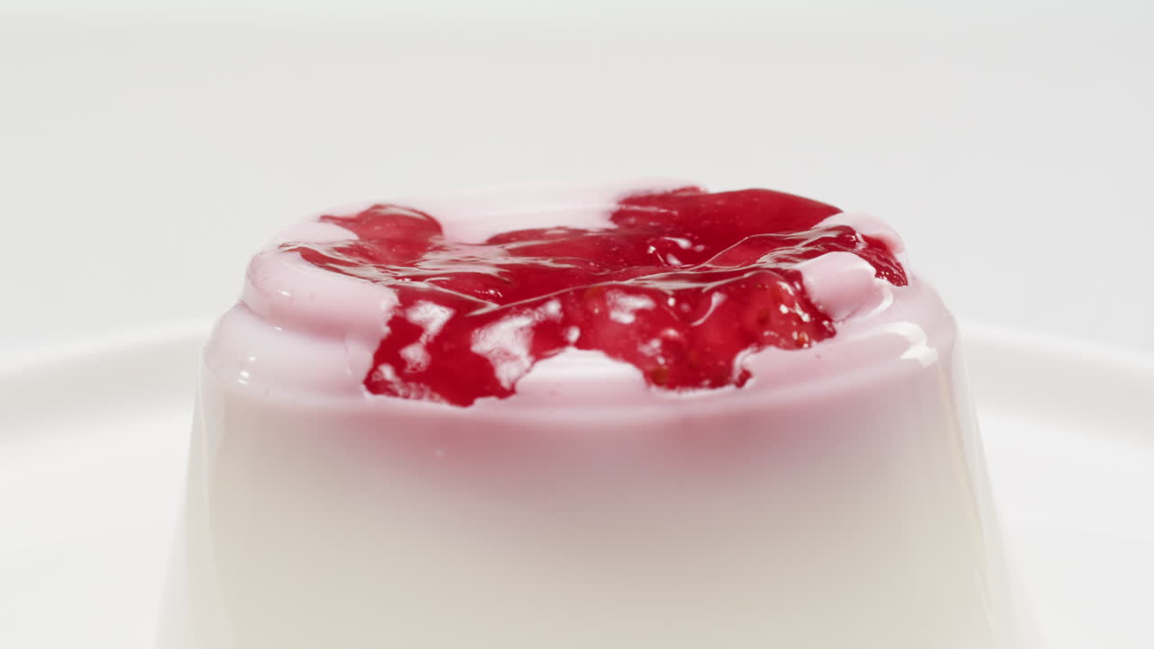 Close-up of Strawberry Panna Cotta