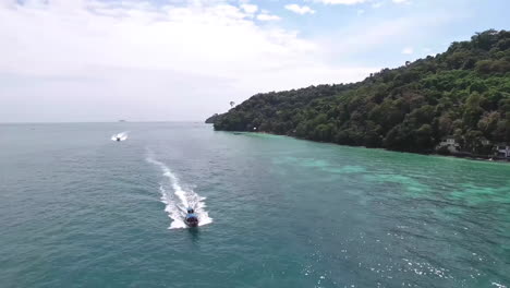 longtail boat close to phi phi island. thailand