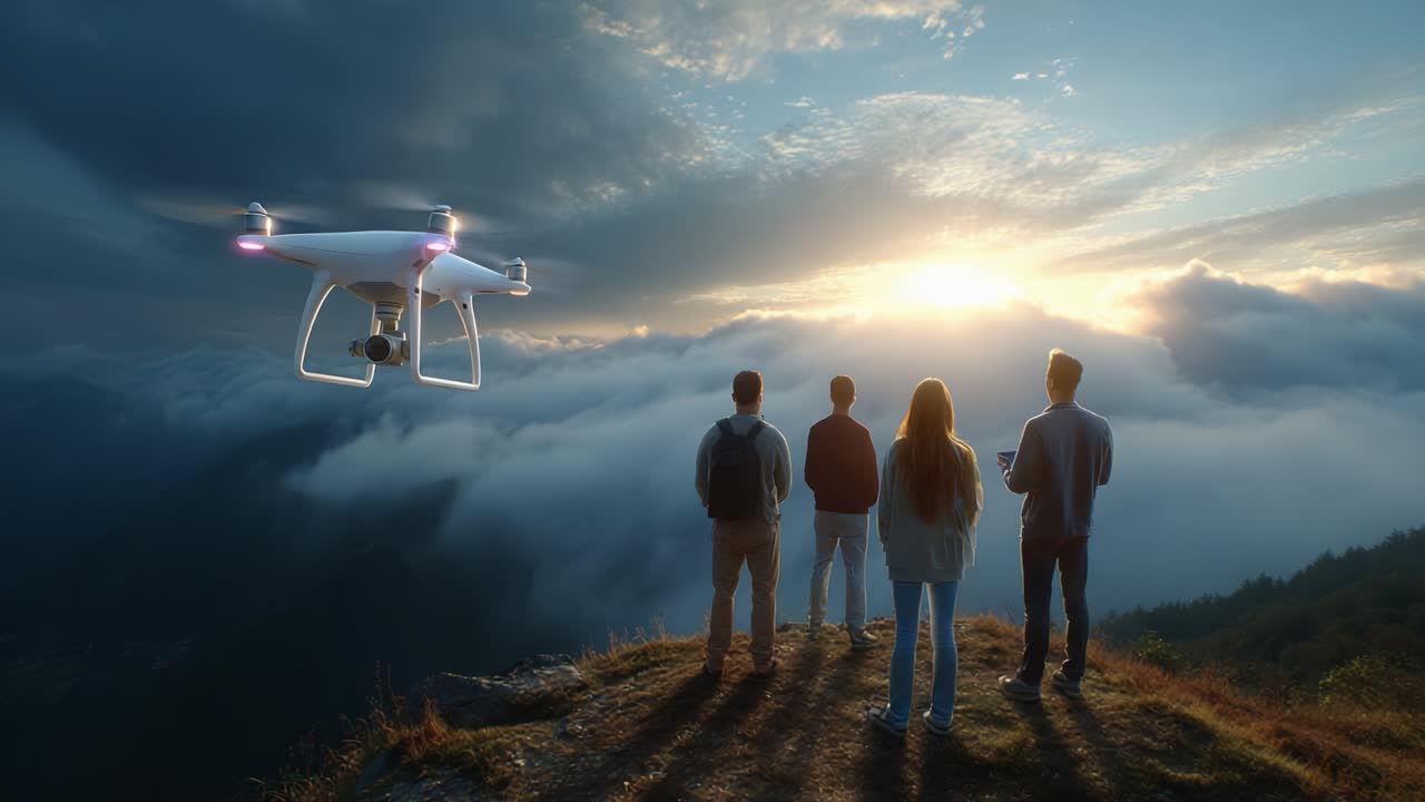 Drone photography at sunset