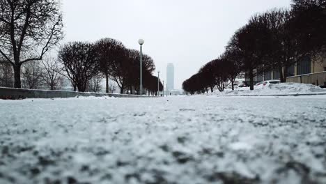 snowy city street