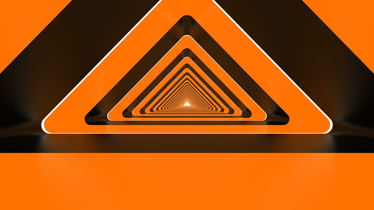 túnel de fondo abstracto con triángulo naranja de neón en bucle