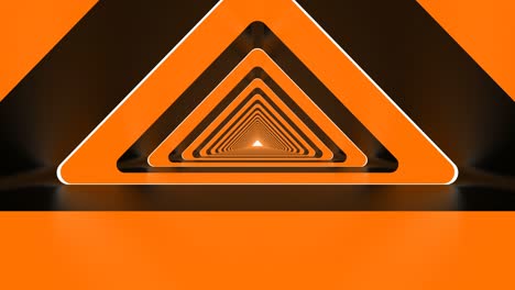 túnel de fondo abstracto con triángulo naranja de neón en bucle