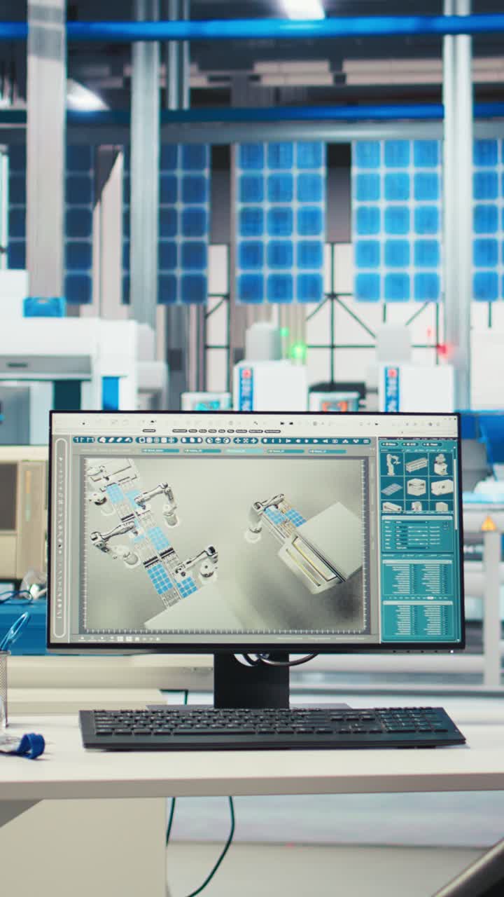Vertical Video Computer In Solar Panels Manufacturing Plant Troubleshooting Technical Issues