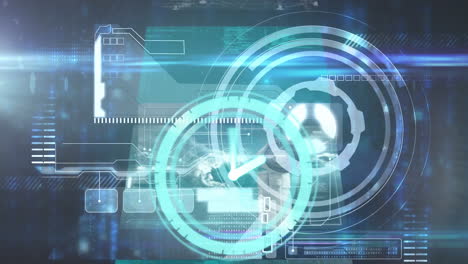 animación del escaneo de reloj sobre el alcance y el procesamiento de datos en pantallas