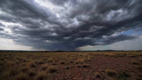 dramatic storm over dry savanna