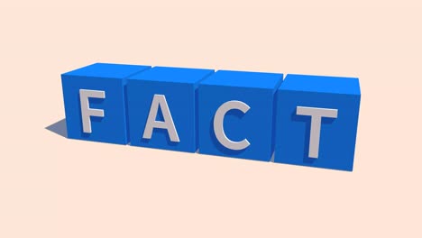 la palabra "hecho" se cambia a falso. animación 3d. redes sociales y concepto de noticias.