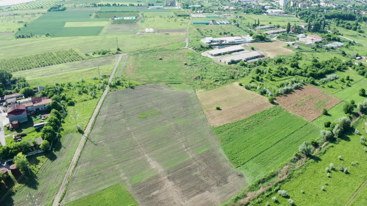 농경지 및 농촌 풍경의 공중 사진
