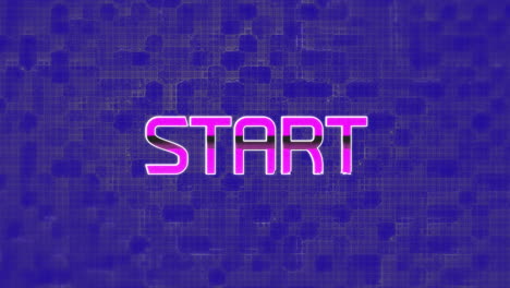 animación del texto de inicio sobre formas en movimiento sobre fondo azul