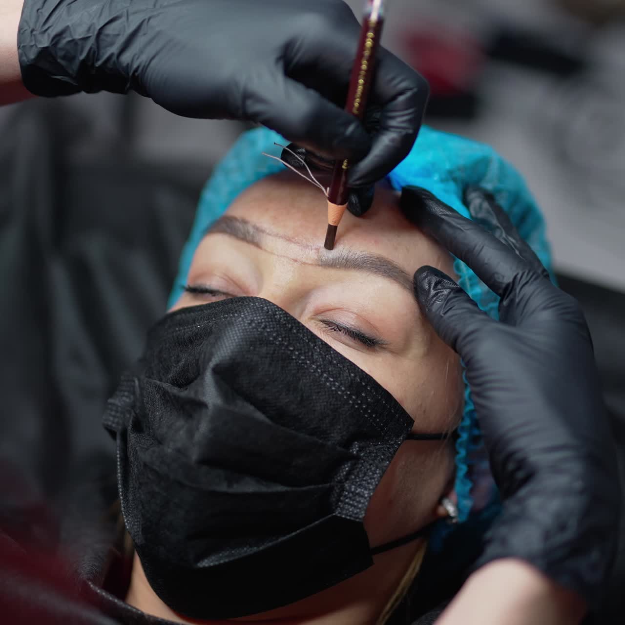 Permanent tattoo make up skincare treatment. Woman beauty making