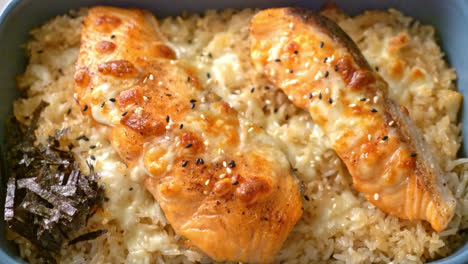 baked-salmon-with-cheese-and-spicy-miso-rice-bowl