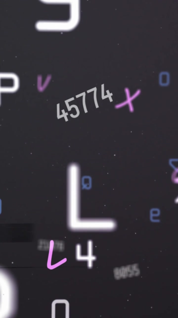 Digital animation of multiple numbers and alphabets floating against black background