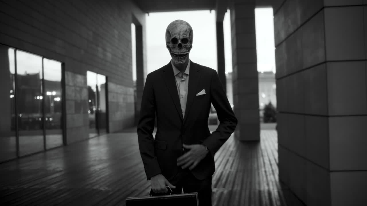 Businessman in Skull Mask