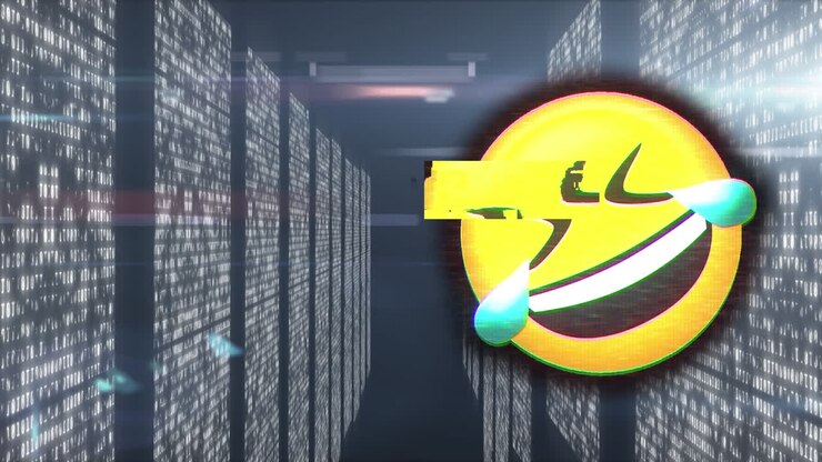 Animation of emoji icon over light spots