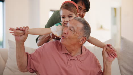 Happy,-playing-and-child-with-grandparents