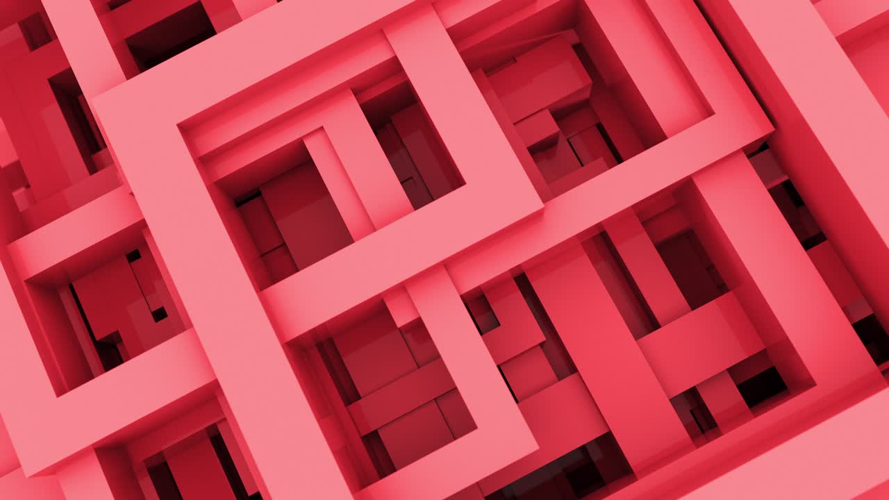 Abstract 3d shapes lines and squares with different colors. 4k loop render animation footage.