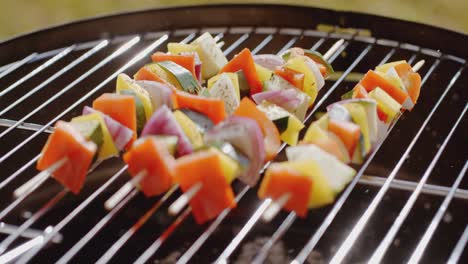 kebabs saludables y coloridos con verduras frescas