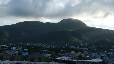 Dark-clouds-over-Taino-Bay,-Puerto-Plata,-Dominican-Republic