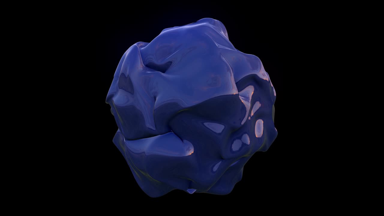 animación de bucle 3d de un objeto abstracto. el fondo es negro. el color es azul oscuro.