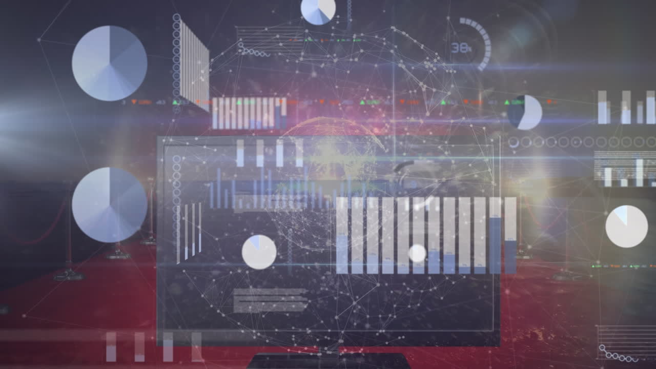 Animation of globe over financial data processing