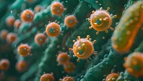 microscopic view of viruses or pathogens