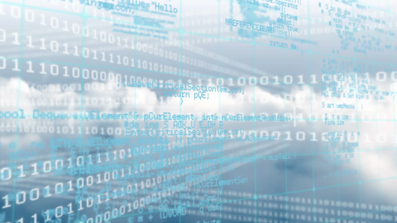 animación del procesamiento de datos a través de la computación de codificación binaria