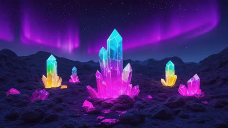 crystals under the aurora borealis