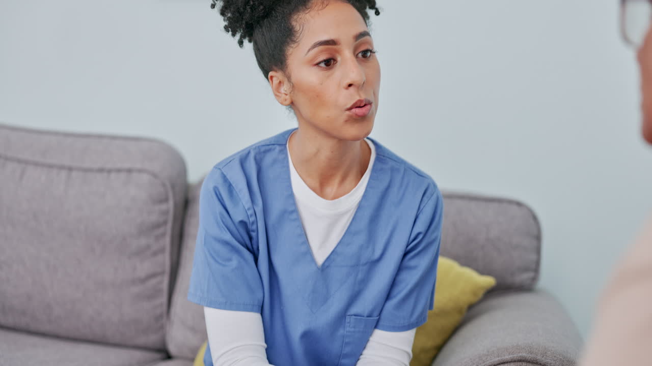 Nurse, patient and holding hands for healthcare