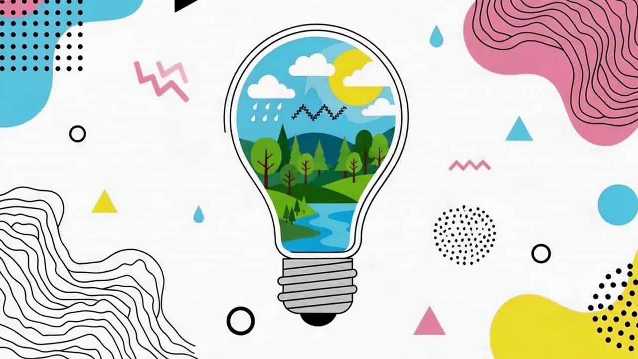 Eco-Friendly Green Energy Idea Concept with Nature Inside a Lightbulb