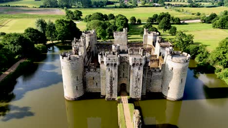 soar high above bodiam castle with breathtaking aerial drone footage. perfect for history, travel, and documentary projects looking for captivating visuals