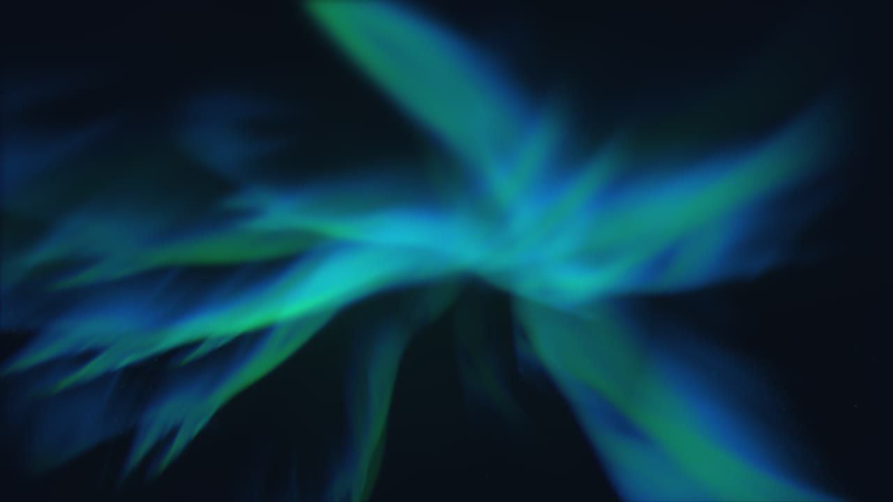 파란색과 초록색으로 생동감 넘치는 회전하는 추상적인 예술 작품