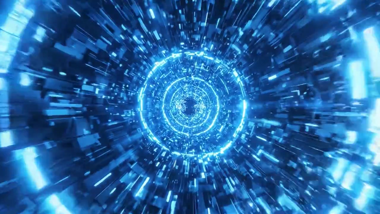 A Stunning Visual Journey Through a Hypothetical Digital Realm, Showcasing Pulsating Blue Light Patterns and Dynamic Motion in a Futuristic Space