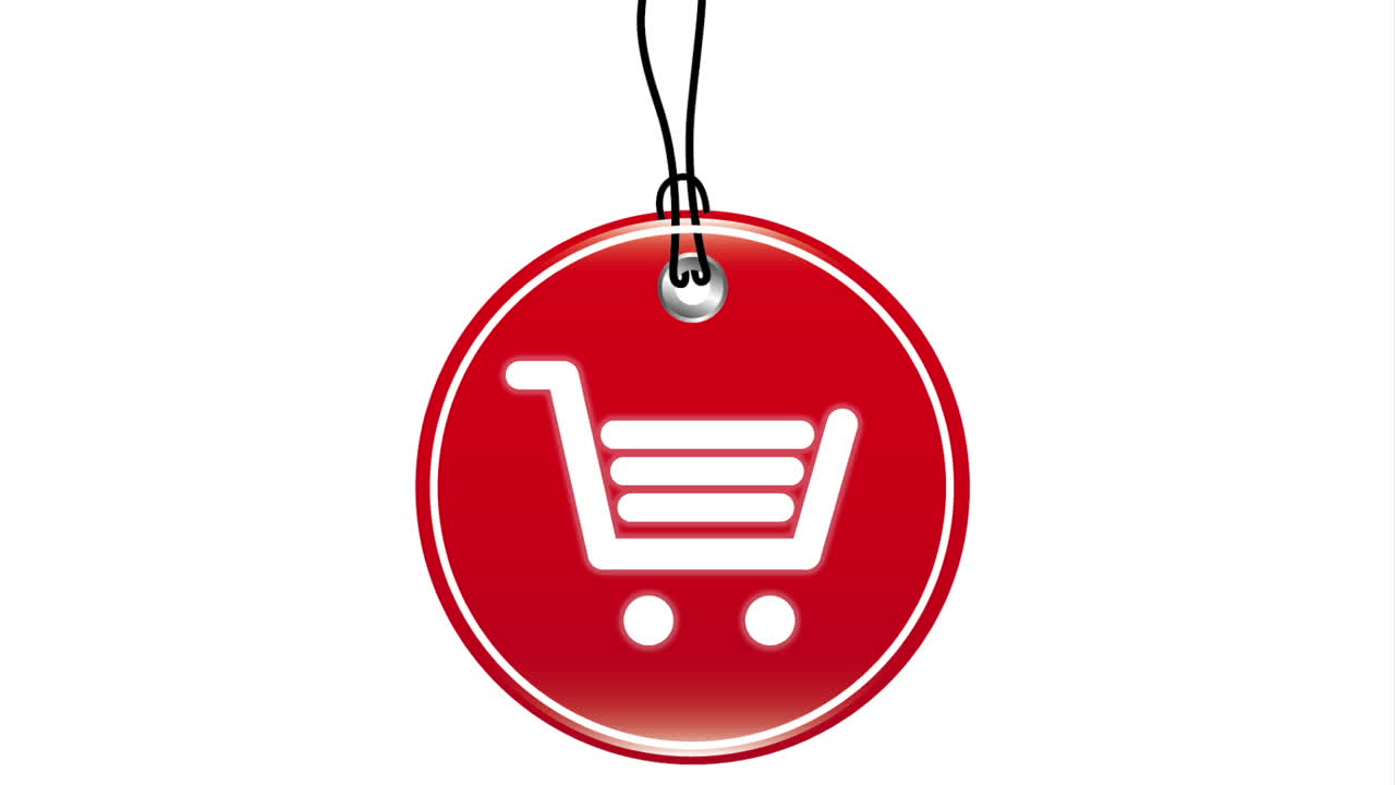 etiqueta roja del carrito de compras