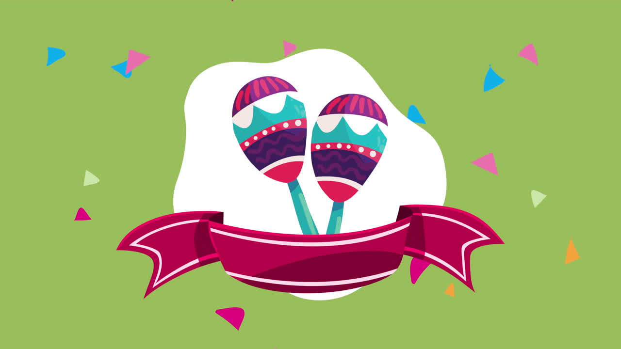 멕시코 문화 마라카스 악기 애니메이션