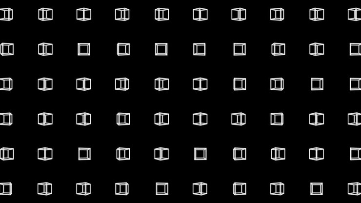 Geometric cube pattern. Cube dancing. Business symbol loop animation. Business network design.