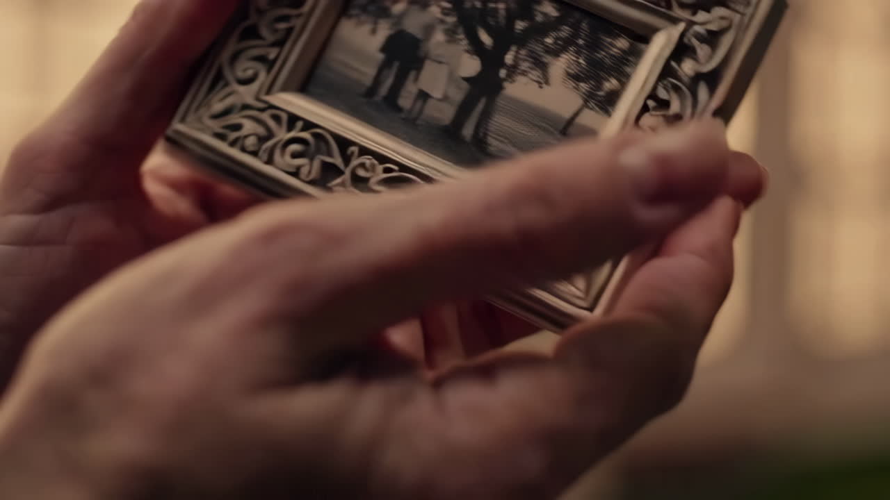 Holding a Sentimental Family Photo