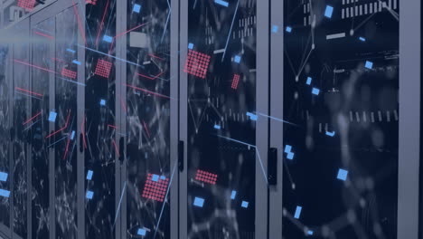animation of circuit board and data processing over computer servers