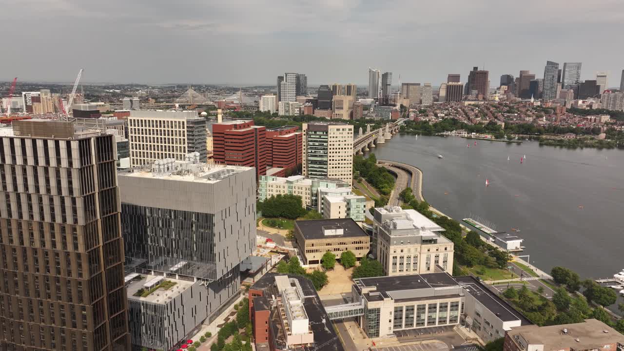 Aerial drone footage of Cambridge Massachusetts