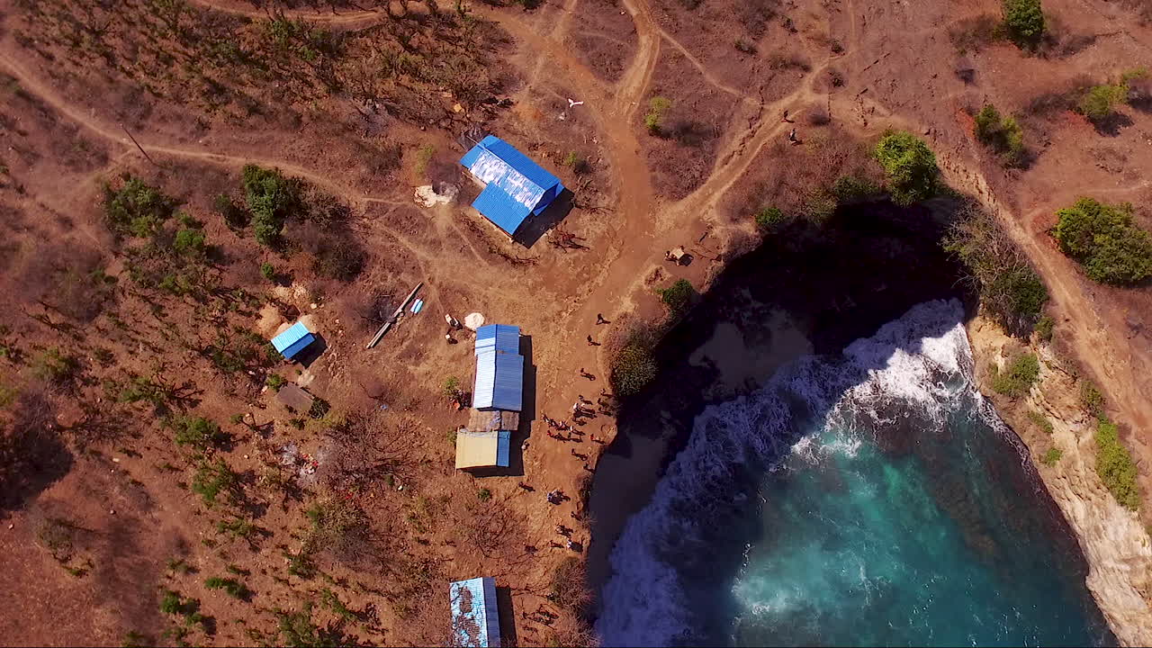 Aerial shot of broken beach nusa penida island indonesia