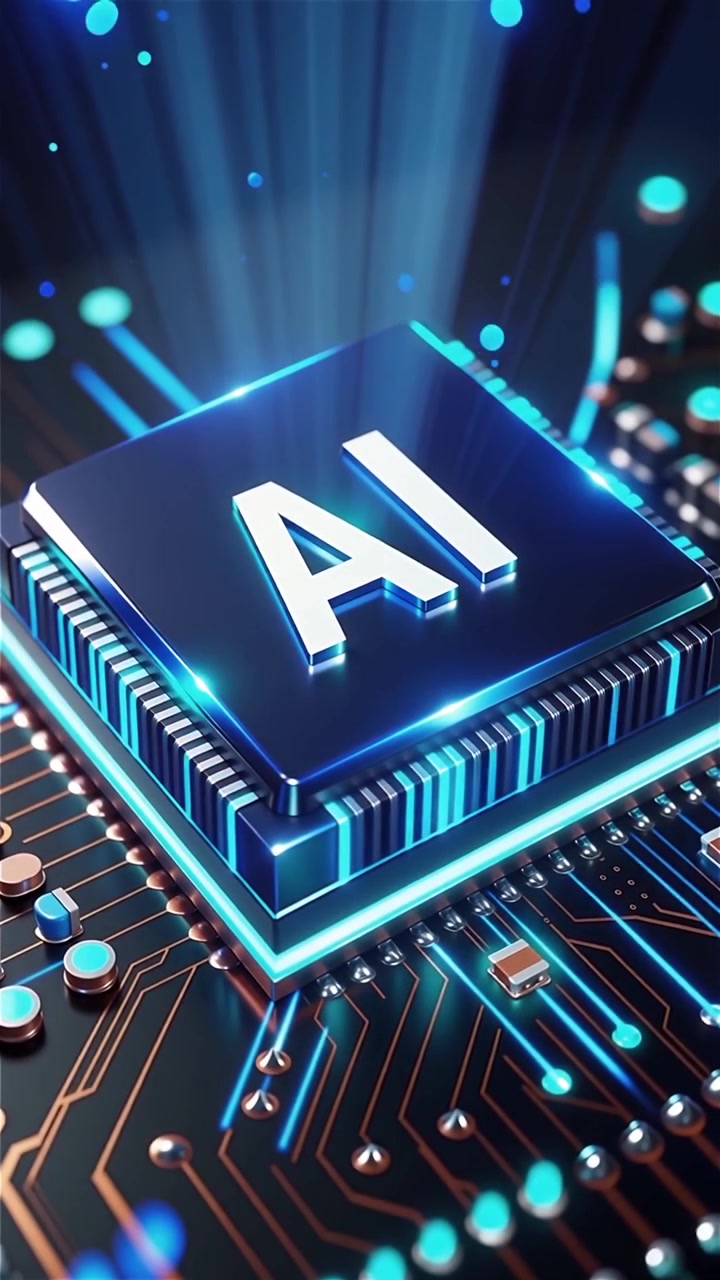 Futuristic AI Chip Motherboard Technology Background
