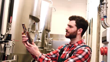 brewery testing beer bottle