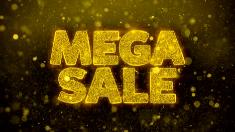 mega sale written gold particles exploding fireworks display