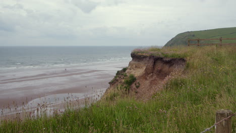 wide shot of coastal erosion of the cliffs at st bees