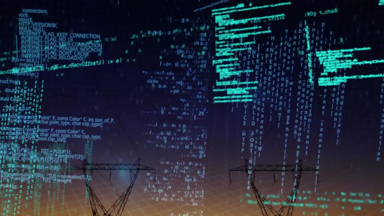 Animation of green and blue data processing