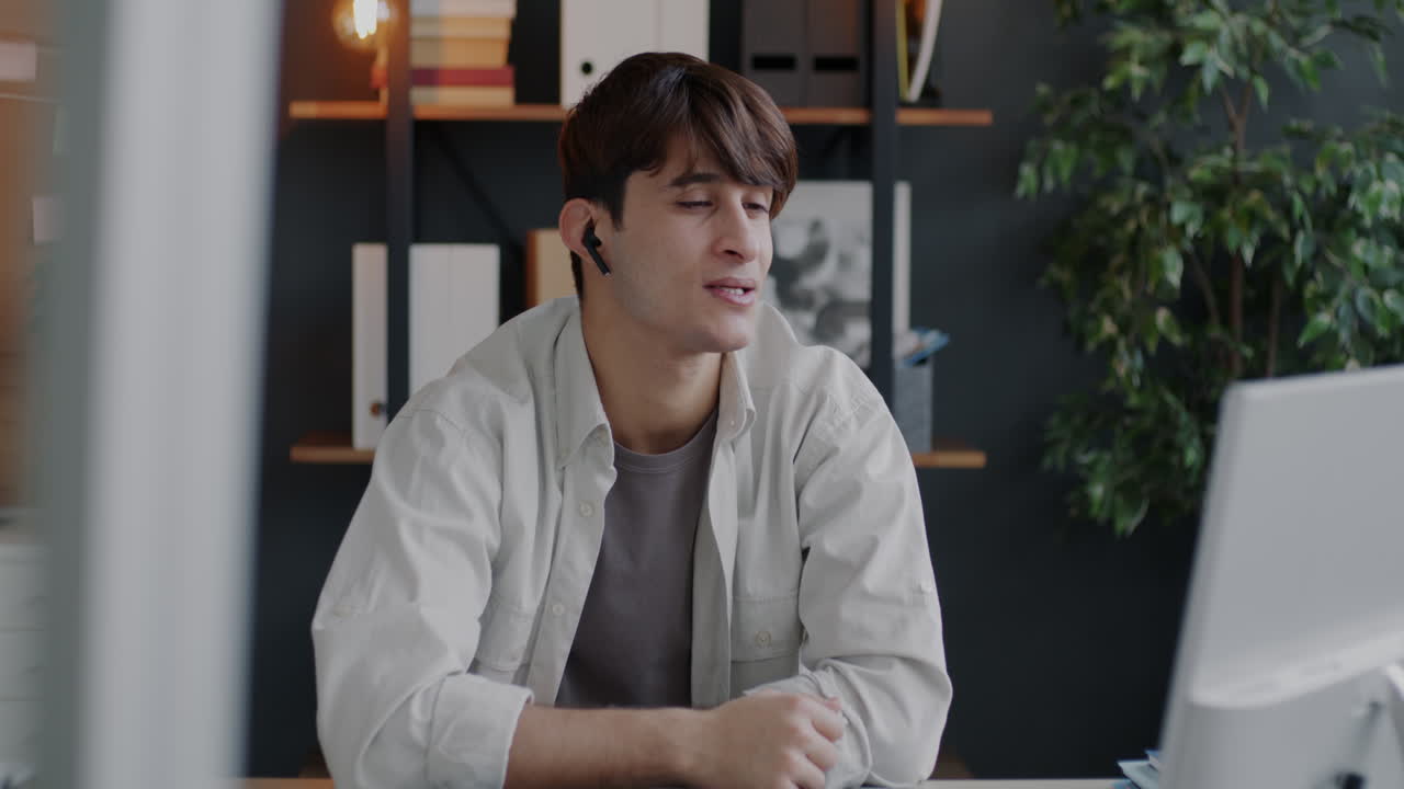 Man having a video call in an office