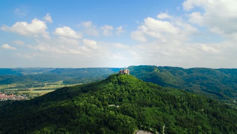 Hohenzollern-Castle,-Germany.-Aerial-FPV-drone-flights.