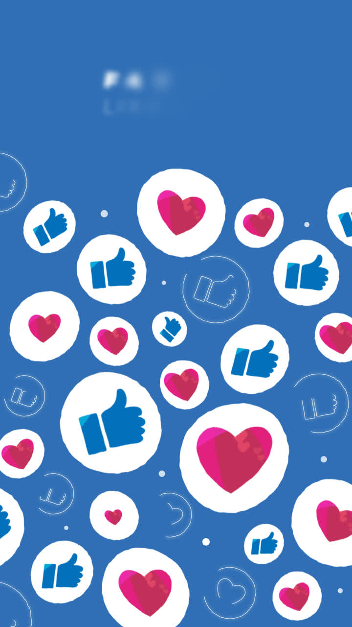 Motion Graphic of Facebook background with hearts and likes